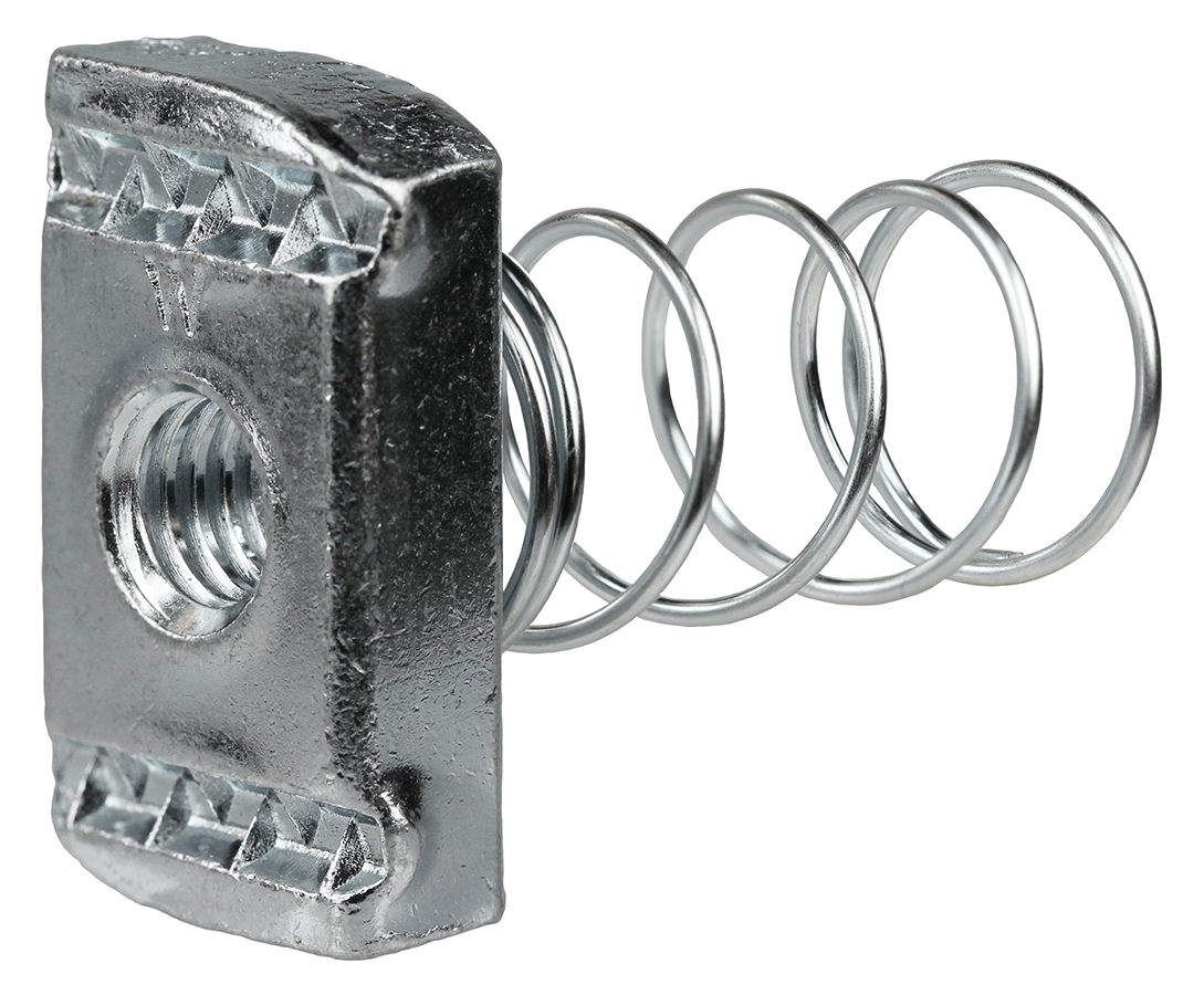 Standard Spring Nut, Steel construction, Zinc Plated Finish, 1/4 in. Size