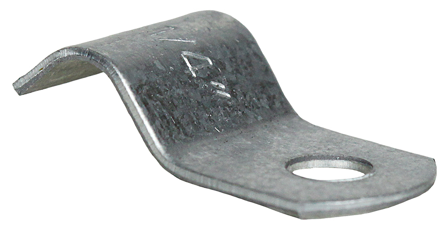 One Hole Strap, Steel material, Zinc Plated Finish, Surface mounting, 1/4 in. Size, 20 GA thickness