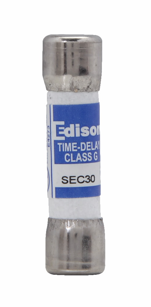 Eaton Edison SEC fuse, 480 Vac, 300 Vdc, 30A, 100 kAIC, Non Indicating, Glass melamine tube