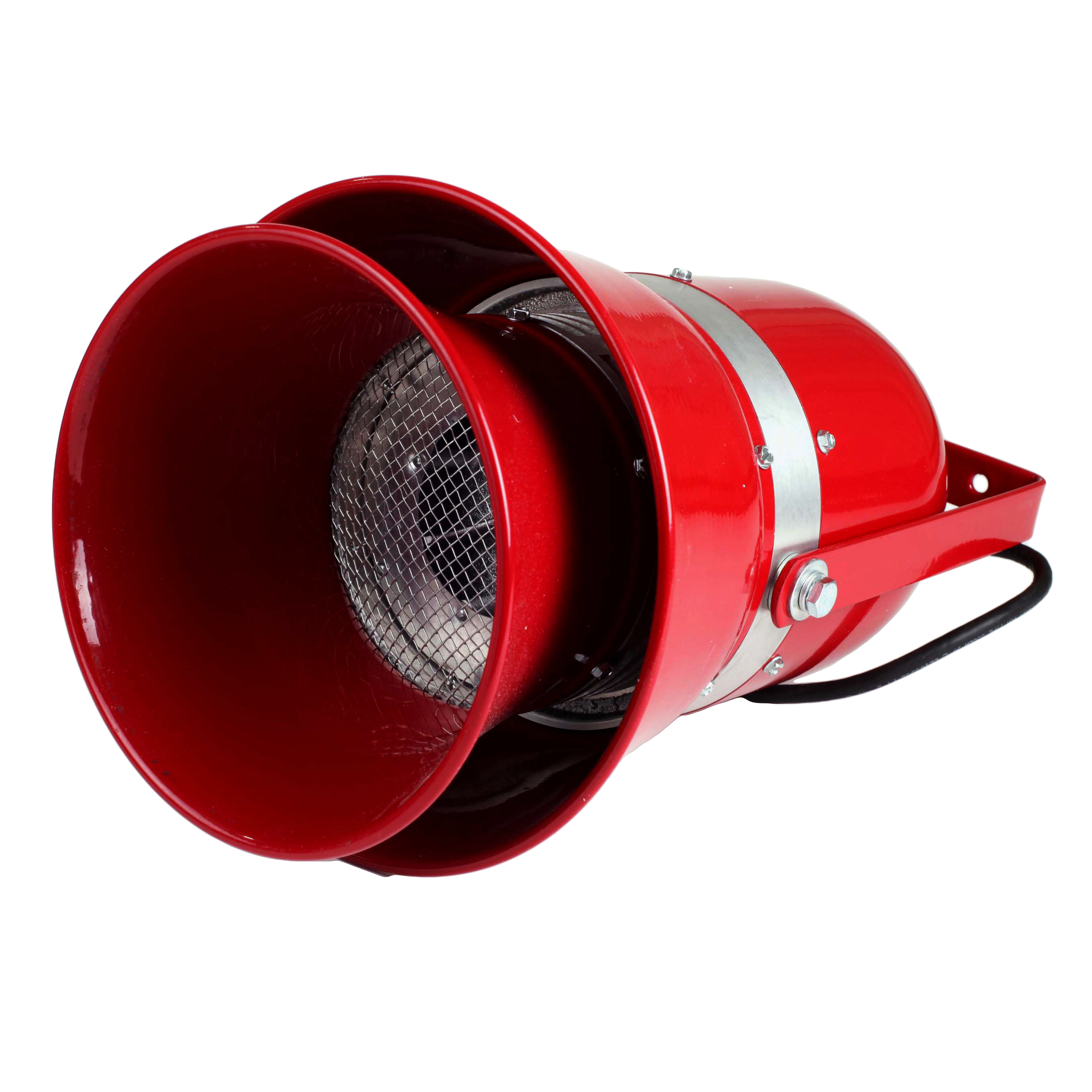 Motor driven siren.  Adjustable direction.  Fully enclosed motor.