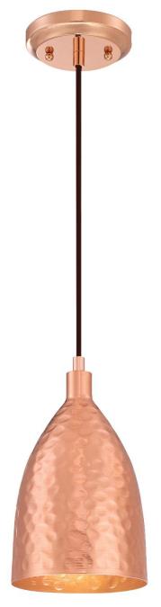 1 Light Mini Pendant Hammered Copper Finish