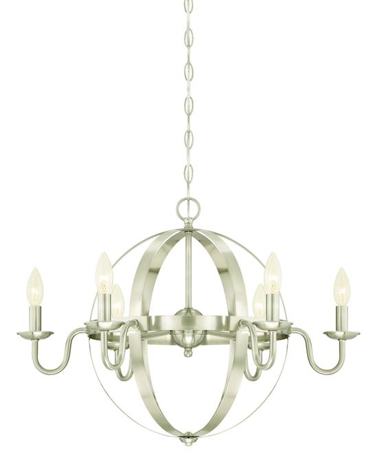 6 Light Chandelier Brushed Nickel Finish 63031