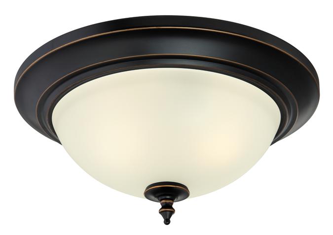 2 Light Flush Amber Bronze Finish with Frosted Glass