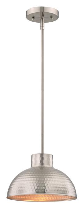 1 Light Pendant Hammered Brushed Nickel Finish