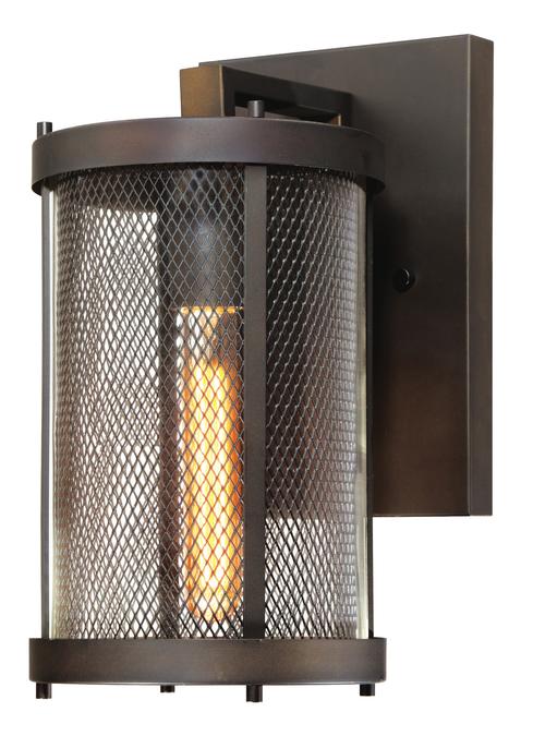 1 Light Wall Fixture Oil Rubbed Bronze Finish with Mesh and Clear Glass