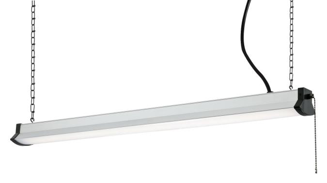 36" LED Plug-In Shop Light Silver Finish with Frosted Lens