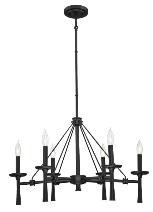 6 Light Chandelier Matte Black Finish - Meadowbrook