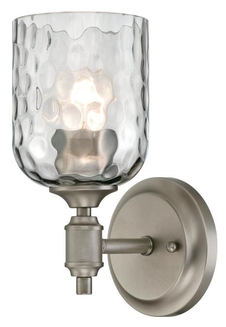 1 Light Wall Dark Pewter Finish with Smoke Grey Hammered Glass