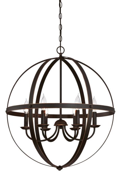 6 Light Chandelier Oil Rubbed Bronze Finish with Highlights 63282