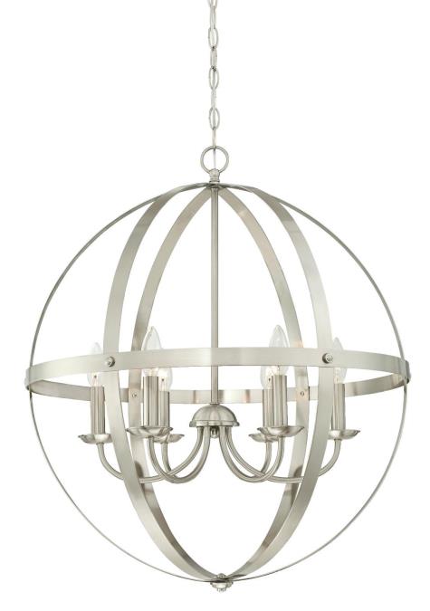 6 Light Chandelier Brushed Nickel Finish 63283