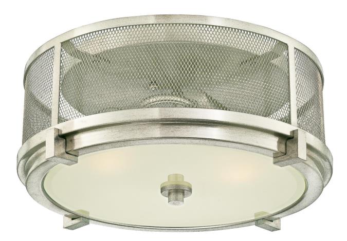 2 Light Flush Brushed Nickel Finish with Mesh and Frosted Glass 63306