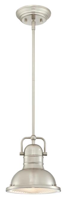 1 Light LED Mini Pendant Brushed Nickel Finish with Prismatic Frosted Acrylic Lens
