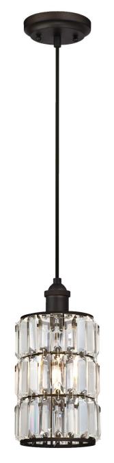 1 Light Mini Pendant Oil Rubbed Bronze Finish with Crystal Prism Glass