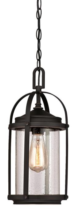 1 Light Pendant Oil Rubbed Bronze Finish with Highlights and Clear Seeded Glass 63394