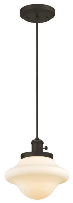 1 Light Mini Pendant with Turn Knob Oil Rubbed Bronze Finish with Frosted Opal Glass