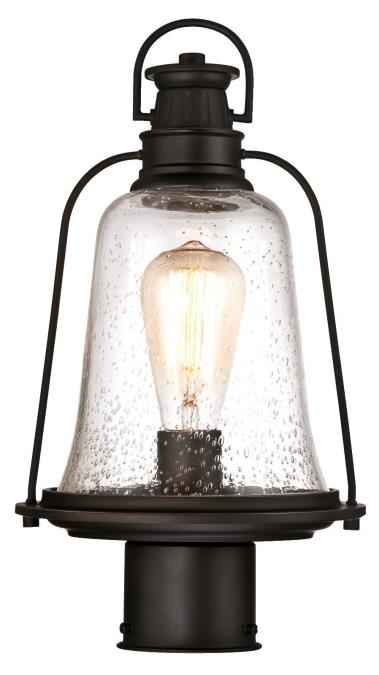 1 Light Post Top Fixture Oil Rubbed Bronze Finish with Highlights and Clear Seeded Glass