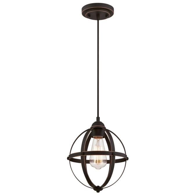 1 Light Mini Pendant Oil Rubbed Bronze Finish with Highlights 63619