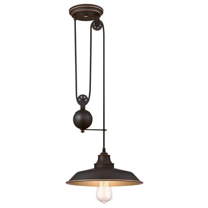 1 Light Pulley Pendant Oil Rubbed Bronze Finish with Highlights