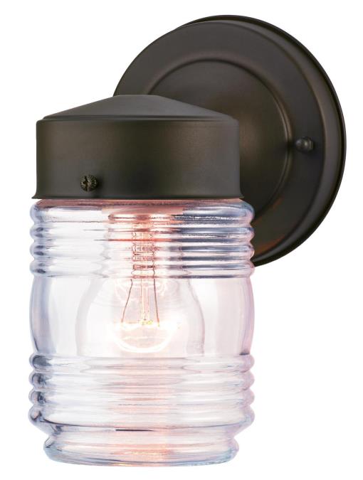 1 Light Wall Fixture Oil Rubbed Bronze Finish with Clear Ribbed Glass