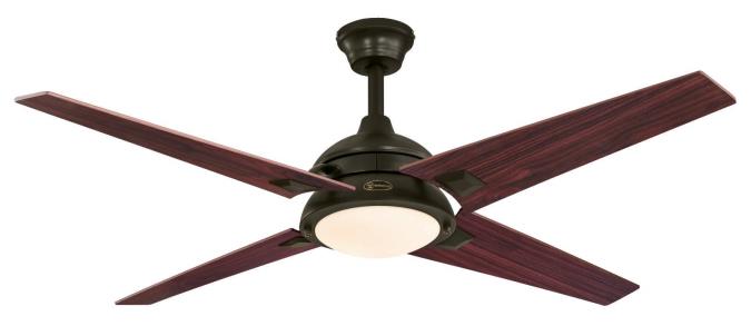 52" Oil Rubbed Bronze Finish Reversible Blades (Mahogany/Cherry) Includes Light Kit with Opal Frosted Glass