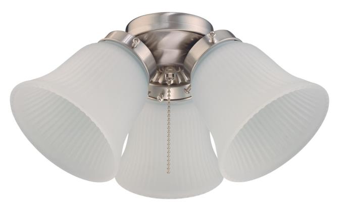 LED Cluster Ceiling Fan Light Kit Brushed Nickel Finish with Frosted Ribbed Glass