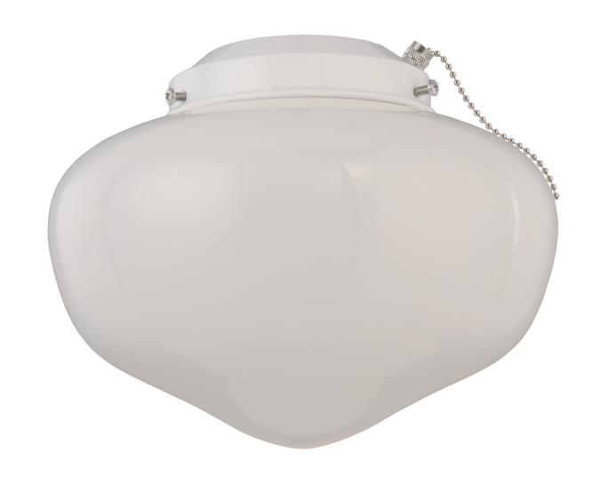 LED Schoolhouse Ceiling Fan Light Kit White Finish with White Opal Glass