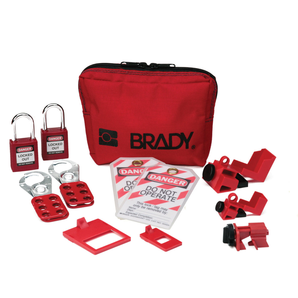 Product image for Brady 105967 Personal Breaker Lockout Pouch Kit with 2 Safety Padlocks