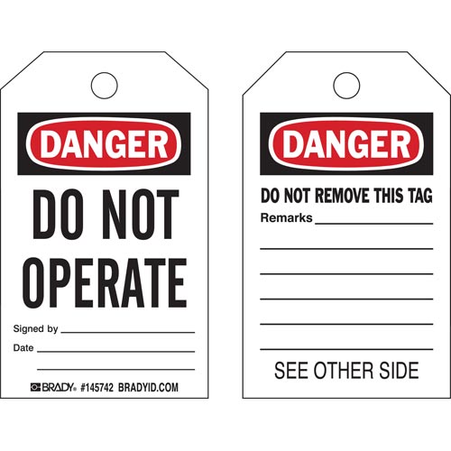 Product image for Brady 145768 ToughWash Tags: DANGER: DO NOT OPERATE
