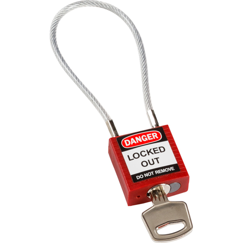 Product image for Brady 146120 Brady® Compact Cable Padlock - 5-Pin Cylinder, 4.2 in. Shackle Clearance