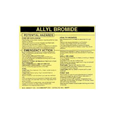 Product image for Brady 93484 ALLYL BROMIDE Labels, 3.75 " H x 4.5 " W x 0.005 " D, Black on Yellow