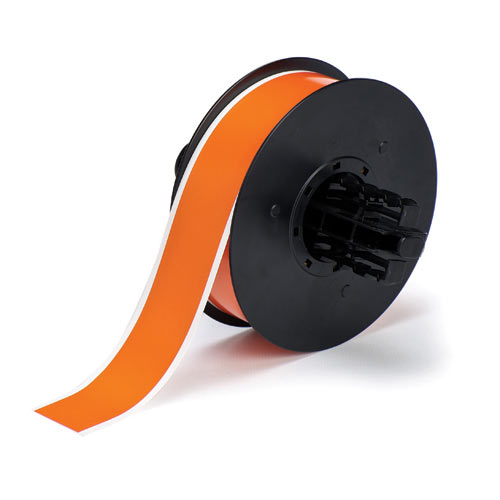 Product image for Brady B30C-1125-595-OR B30 Series Indoor/Outdoor Vinyl Labels, 1.125" W x 100' L, Orange