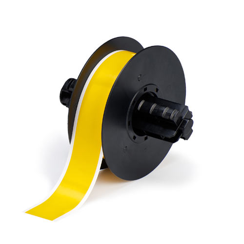 Product image for Brady B30C-1125-595-YL B30 Series Indoor/Outdoor Vinyl Labels, 1.125" W x 100' L, Yellow