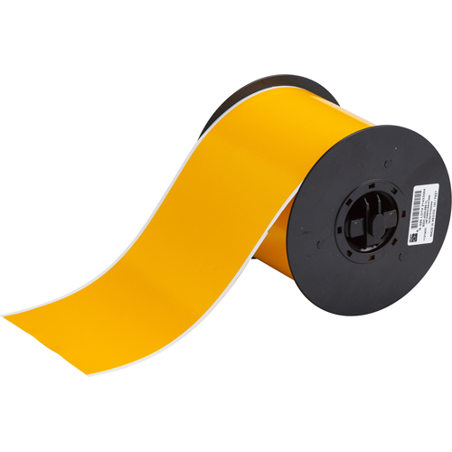 Product image for Brady B30C-4000-595-YL B30 Series Indoor/Outdoor Vinyl Labels, 4" W x 100' L, Yellow
