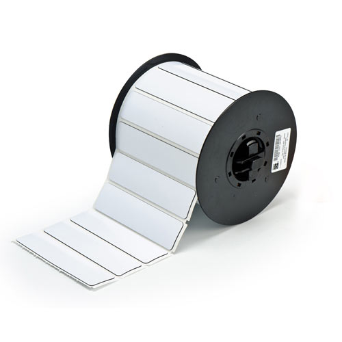 Product image for Brady B30EP-174-593-WT B30 Series Raised Panel Polyester Labels, 1" H x 4" W, Roll of 300 Labels, White