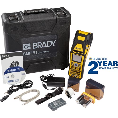 Product image for Brady BMP61 Handheld Label Printer, w/ Battery, AC ADapter/Battery Charger, Hard Case