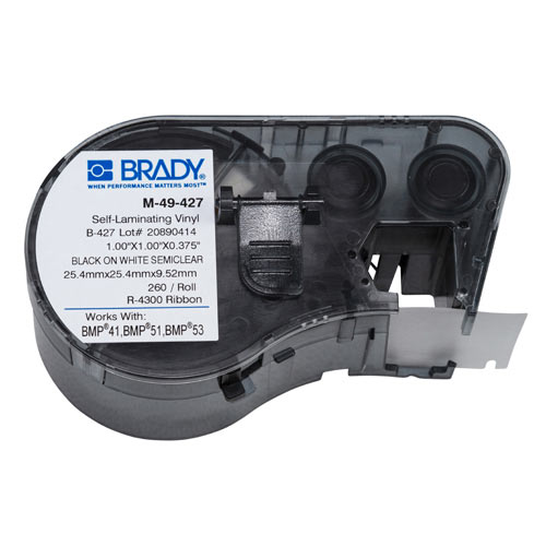 Product image for Brady M-49-427 BMP51 BMP53 BMP41 Self-Laminating Vinyl Wire and Cable Labels, 1" H x 0.375" W, Roll of 260 Labels