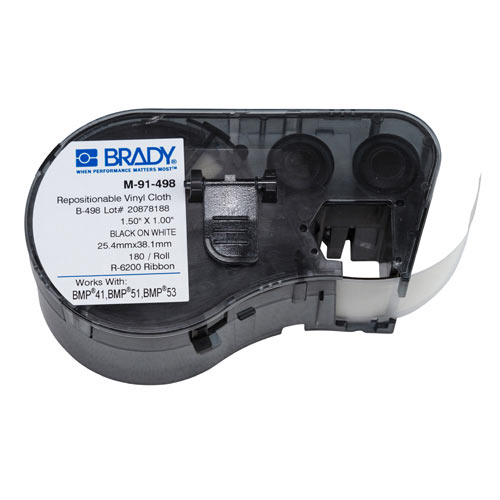 Product image for Brady M-91-498 BMP51 BMP53 BMP41 Repositionable Vinyl Lbls 1.5" H x 1.000" W, 120 Lbls