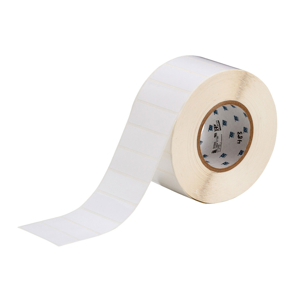 Product image for Brady THT-18-423-3 Glossy Polyester Labels, 1" H x 3" W, Roll of 3000 Labels, White