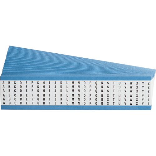 Product image for Brady WM-A-Z-PK Wire Marker Card - Repositionable Vinyl Cloth, Legend A to Z, Black on White, Consecutive Letters