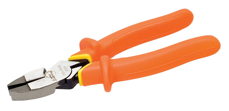 High leverage provides greater cutting & gripping power.  Forged from alloy steel for durability.  Exceeds IEC and ASTM standards.  Safety orange handles provide added visibility and are easily identifiable.  Two layer insulation provides flame & impact resistance.  Guards protect hand from accidental contact