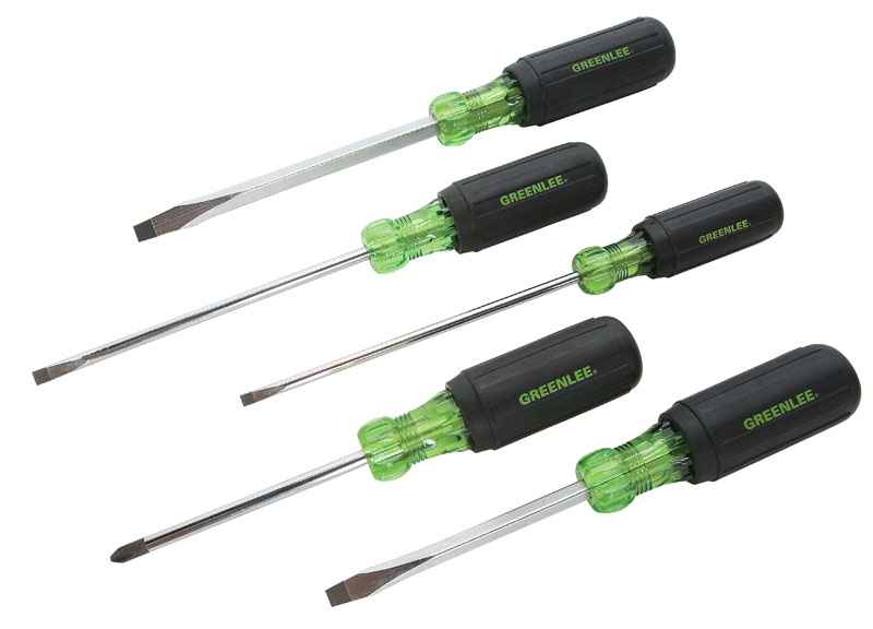 Screwdriver Set 5 Piece.  Heavy-duty construction for longer life.  Handle marked for easy identification of screwdriver size, type and length.  Precision-machined tips for accurate fastener contact.     Strong, durable black phosphate tips prevent chipping of plating.  High-grade, rust resistant, chrome-plated finish.  Soft, cushioned grip for extra comfort and torque.     Exceeds ASME/ANSI specifications.  Lifetime Limited Warranty.  Note: This is not an insulated tool.