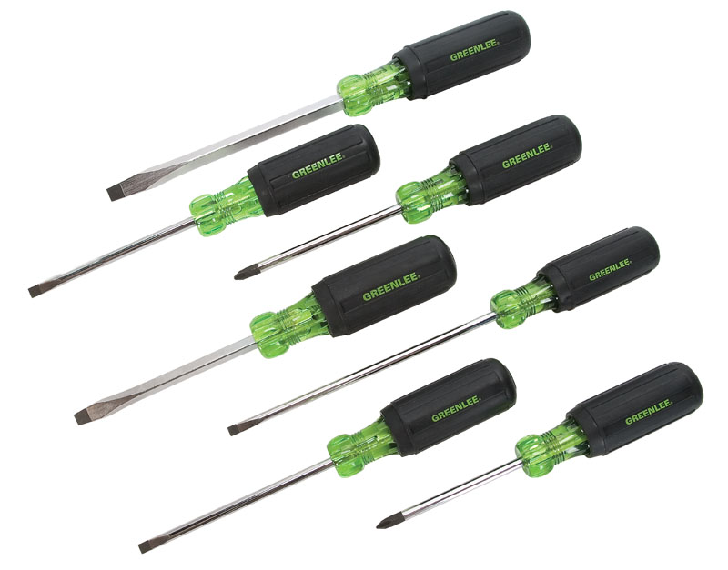 Screwdriver Set 7 Piece.  Heavy-duty construction for longer life.  Handle marked for easy identification of screwdriver size, type and length.  Precision-machined tips for accurate fastener contact.     Strong, durable black phosphate tips prevent chipping of plating.  High-grade, rust resistant, chrome-plated finish.  Soft, cushioned grip for extra comfort and torque.     Exceeds ASME/ANSI specifications.  Lifetime Limited Warranty.  Note: This is not an insulated tool.