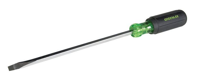 Heavy-Duty Keystone Tip Screwdriver 1/4" x 8". Square shank allows use of wrench or pliers for added torque. Precision-machined tips for exact fit. Handle marked for easy identification of screwdriver size, type and length. Strong, durable black...