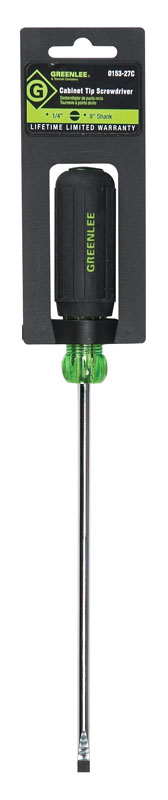 Product image for Greenlee 0153-27C 1/4" x 8" Heavy-Duty Screwdriver, Cabinet Tip