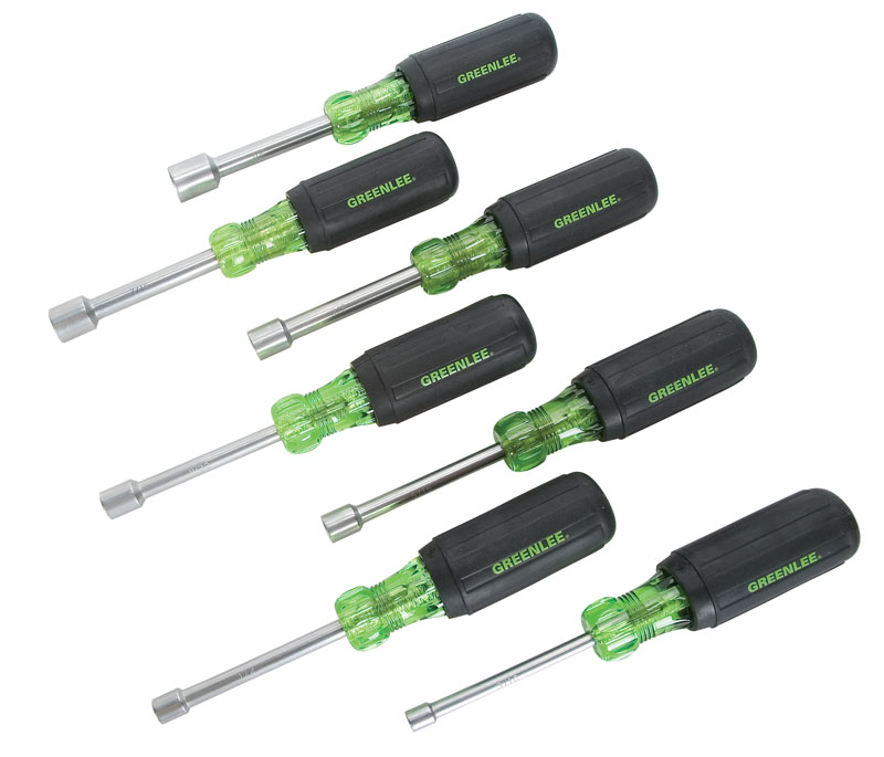 Product image for Greenlee 0253-01C 7-Piece Black/Green Heavy Duty Nutdriver Set