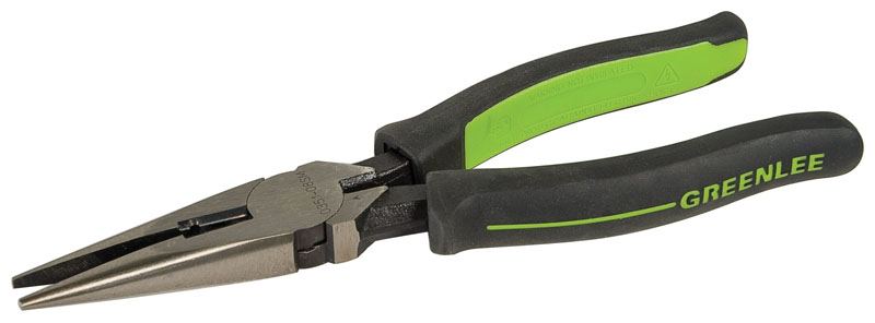 Pliers Long Nose Side Cutting and Stripping 8" with Molded Grip. Slip-proof , ergonomic molded grips and flared handles for increased comfort and reduced fatigue. Location of handle ridge allows the user to "choke up" for greater control. Forged f...