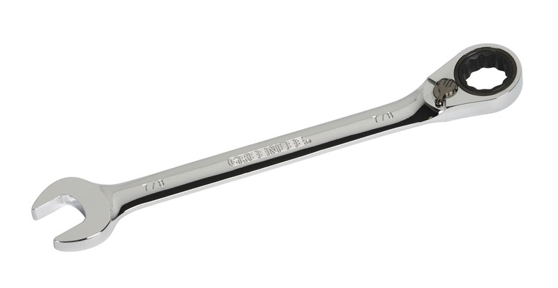 Product image for Greenlee 0354-21 7/8 Inch Polished Chrome Combination Ratcheting Wrench