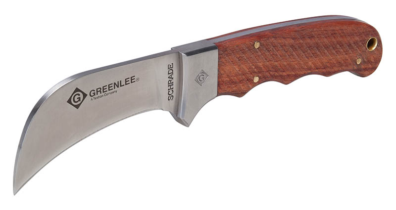 Stainless steel blade for extra durability and corrosion resistance.     Fixed blade with solid tang runs full length of handle to provide the highest strength and reliable handling.     Premium finish rosewood handle contoured for comfortable hand fit.     Nylon sheath with belt loop for convenient accessibility.