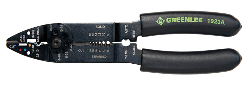 Easily strip both solid and stranded wires, crimp terminals, cut screws and wire.  Precision ground blades ensure consistent stripping and cutting.  Double dipped grips for superior comfort and assured grip.  Heat treated for strength with black oxide finish for rust resistance.  Cleanly cuts and strips 10 - 22 AWG wire.  2 wire cutters: middle cuts copper, tip also cuts hardened wire.  Cleanly cuts #4-40, #6-32, #8-32, #10-24, #10-32 screws.  Crimps 10-22 AWG insulated and non-insulated terminals, splices and lugs.  Splices and terminates 7mm and 8mm ignition terminals.  Note: this is not an insulated tool.  Lifetime limited warranty..