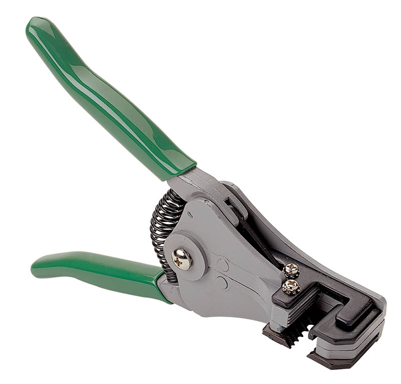 Production grade wire stripper strips insulation from most smaller gauge wire.     Strips up to 7/8 IN (22.2 mm) length.     Strips PVC and THHN insulation.     For use with solid and stranded wire.     Note: This is not an insulated tool.